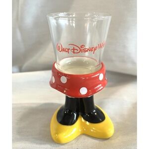 Disney World Minnie Mouse Shot Glass Legs Feet Skirt Red Polka Dot 4.25"